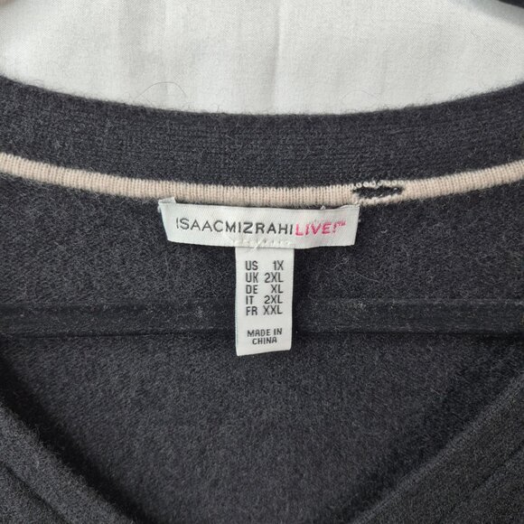 Isaac Mizrahi Womens Sweater 1X Black 100% Cashmere V Neck Long Sleeve Pullover - Picture 4 of 6